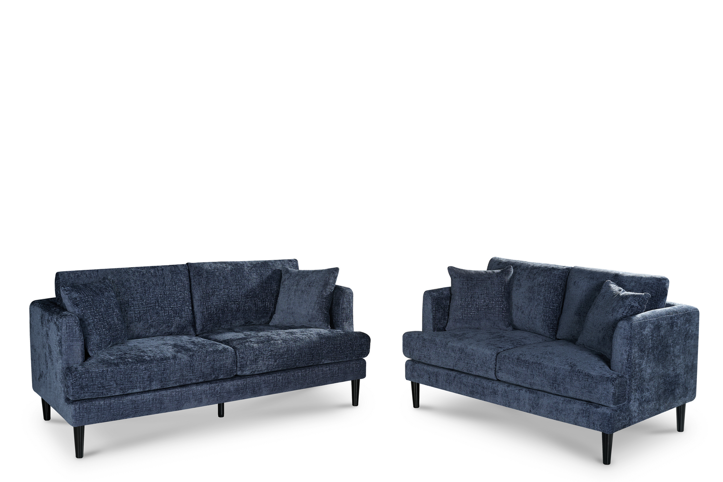 Blue Textured Chenille Emilia 3 + 2 Seater Sofa Set