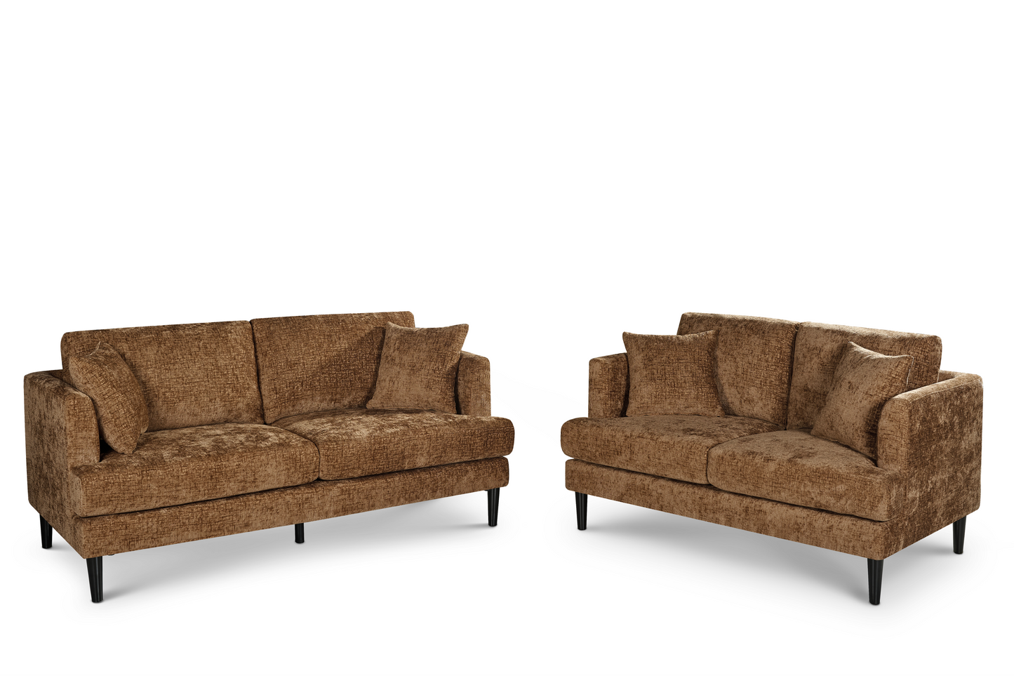 Brown Textured Chenille Emilia 3 + 2 Seater Sofa Set