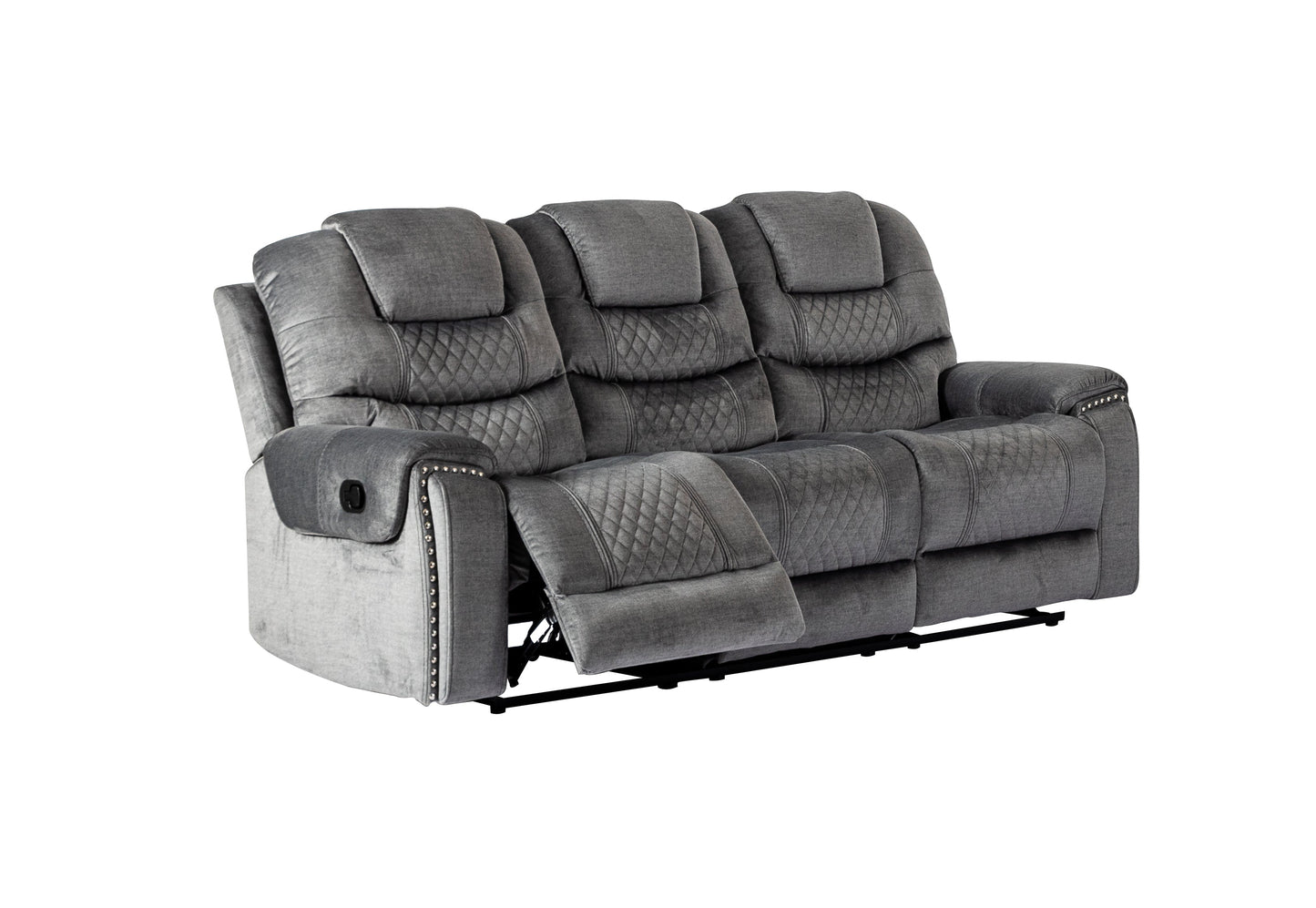 Chenille Fabric Grey Ravenna 3 + 1 Seater Manual Recliner Sofa Set