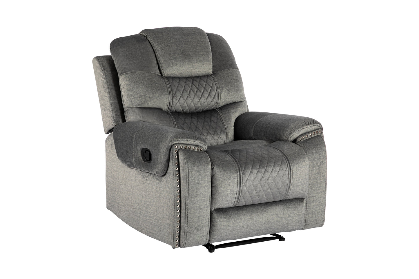 Chenille Fabric Grey Ravenna 3 + 1 Seater Manual Recliner Sofa Set