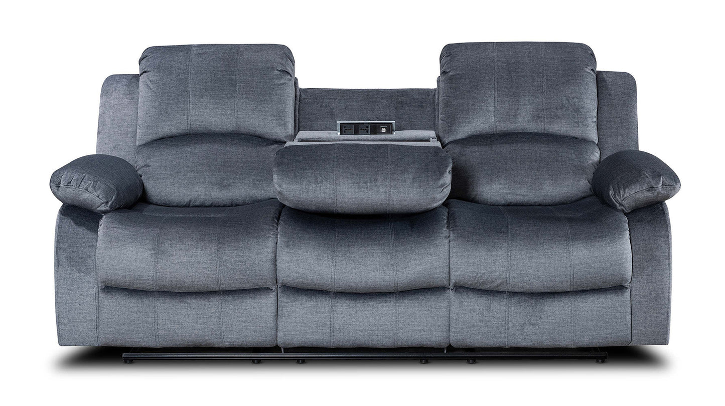 Chenille Fabric Grey 3 + 1 Seater Valencia Manual Recliner Sofa Set