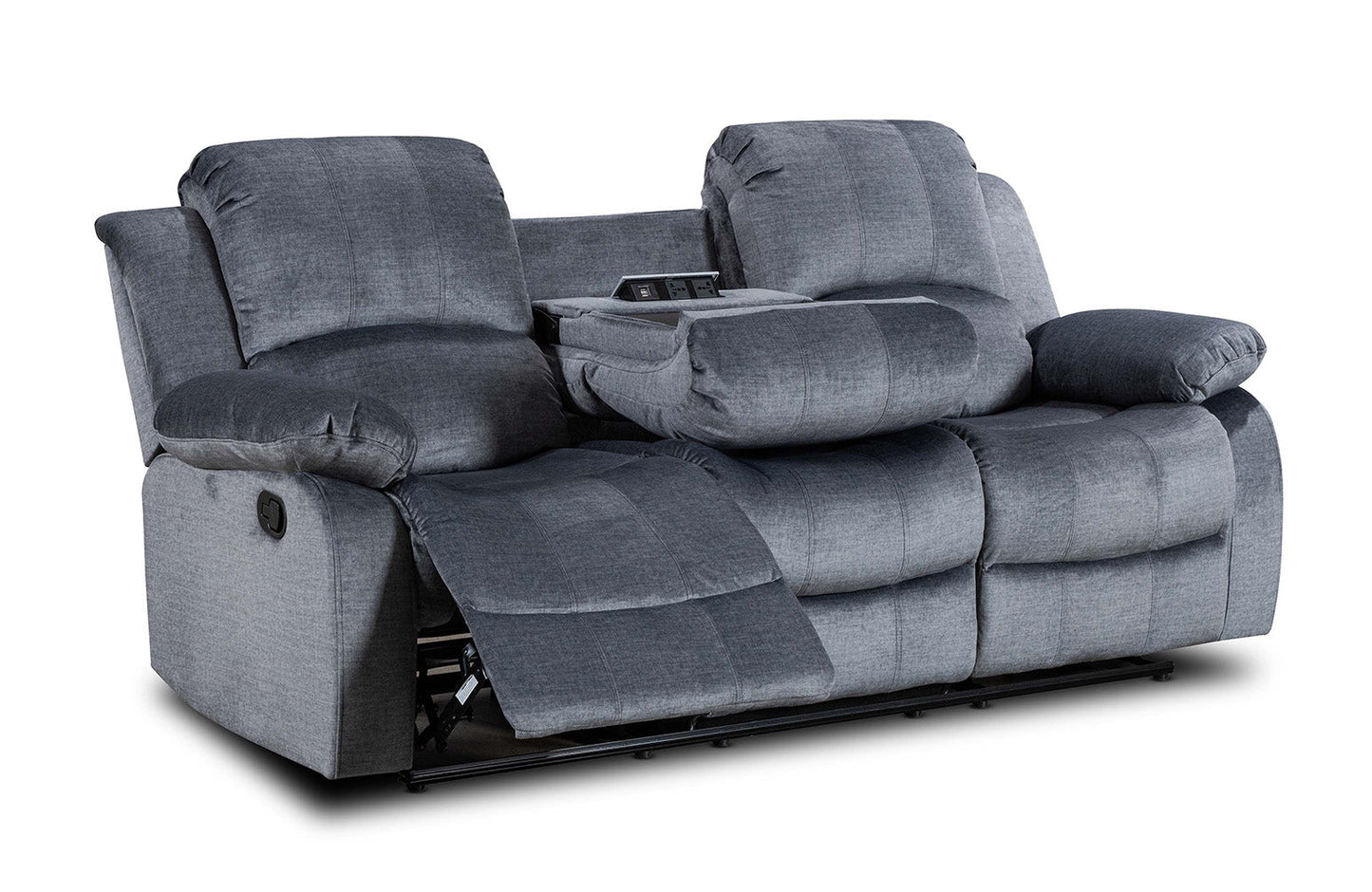 Chenille Fabric Grey 3 + 1 Seater Valencia Manual Recliner Sofa Set